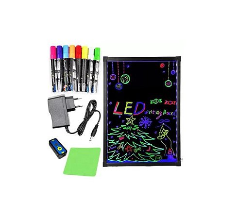 Lousa Painel Letreiro LED 58x38cm Neon C/ 8 Caneta Fluorescentes SC1406 - Lelong