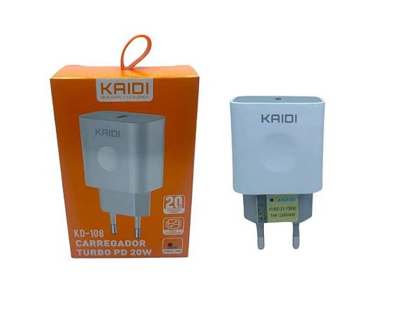 Carregador Fonte 20W tipo C Kaidi Kd-108