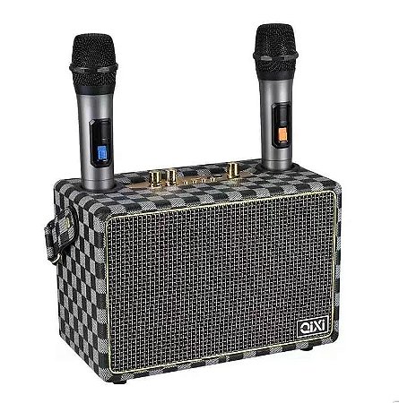 Caixa de som Karaokê Com Microfones Sem fio QIXI SK-2036