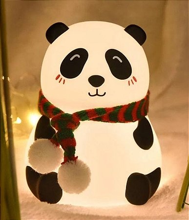 LE-5856 Luminária LED Panda Sentado Silicone Touch Recarregável Luz Noturna Lelong