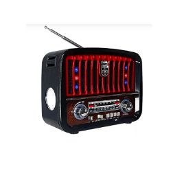 Rádio AM FM Bluetooth Entrada USB Portátil Recarregável 110/220 Com Lanterna Luz de LED LE601 - Lelong