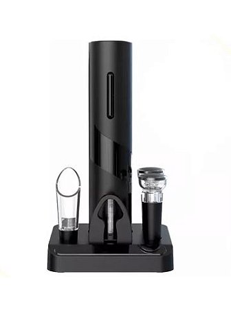 Kit Abridor De Vinhos Elétrico Saca Rolhas A Pilha Com Base