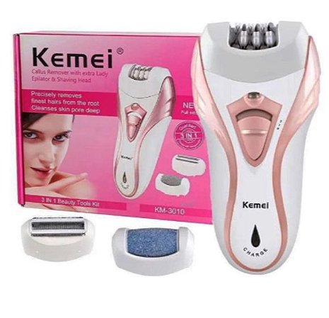 Depilador Elétrico 3em1 Recarregável Kemei KM-3010