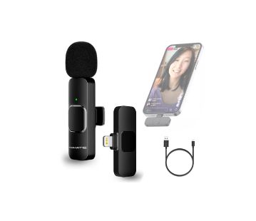 Microfone Lapela Sem Fio P/ Celular Iphone IOS - Tomate MT-2217A Anatel Cor Preto