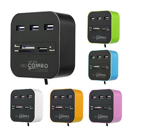 Hub 3 Portas Usb 2.0 e Leitor de Cartões SD Knup - HB-T58