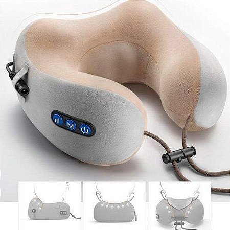 Almofada Massageadora Pescoço Relaxante Massagem Infra Vermelho Anti Estresse Bateria USB