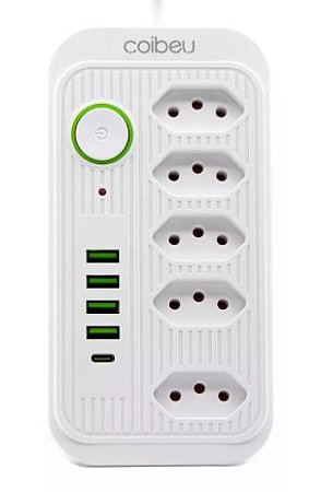 Extensão 5 Tomadas E 4 Usb 1 Pd Bivolt Power Led Coibeu WKC-541