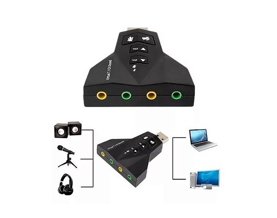 Placa De Som Usb Usb Adaptador Áudio 7.1