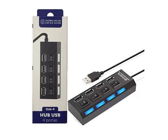 Hub Usb Com 4 Portas Usb 2.0 - Aoweixun Orvesion