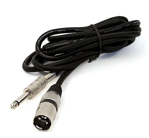 Cabo P10 para XLR Macho Preto Mono 1 MT