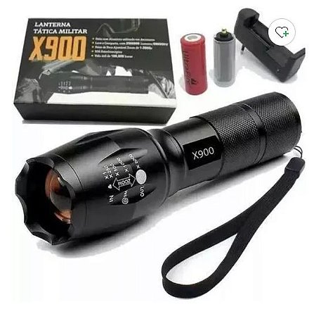 Lanterna Tática Militar X900 Zoom Recarregável Led Forte