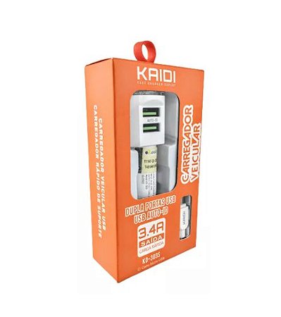 CARREGADOR VEICULAR KAIDI V8 KD-303S