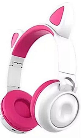 Loijon ZW-028 Fone de ouvido sem fio Bluetooth Brilhante com orelha de gato -- branco