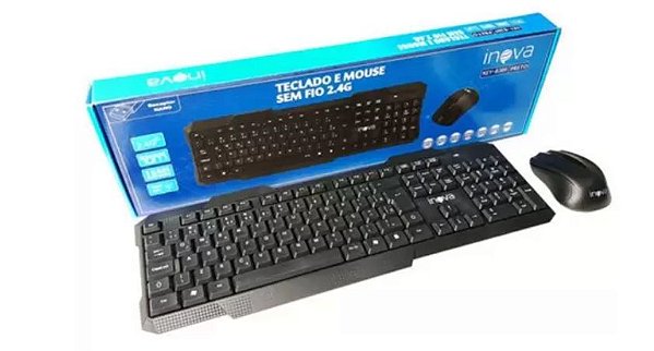 Kit Mouse e Teclado Sem Fio Wireless Inova Key-8389