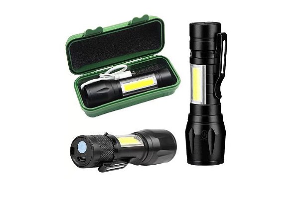 Mini Lanterna Led Tática Recarregável com Luz Lateral Bmax - BM-8400