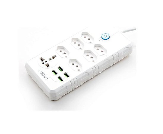 Filtro de Linha Extensão Tomada, Régua Tomada 6 Tomadas, 4 USB, 1 Tomada Universal - COIBEU - WKC-614