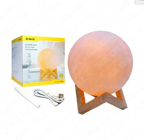 Aromatizador Umidificador Usb Formato Lua Cheia Luz Led com Base 1600ml B-MAX BM052