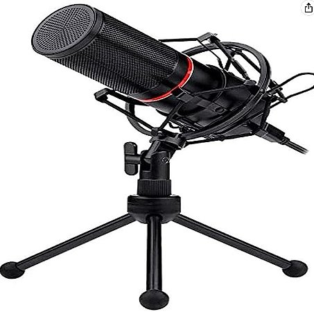 Microfone Condensador USB Gamer e Streamer Redragon Blazar Preto GM300