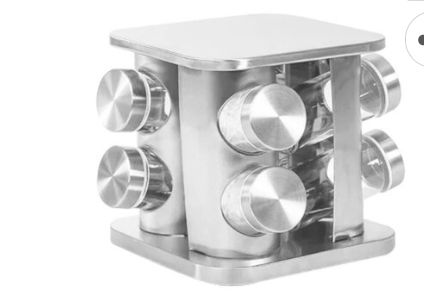 Porta Tempero e Condimentos Giratório Inox 8 Compartimentos