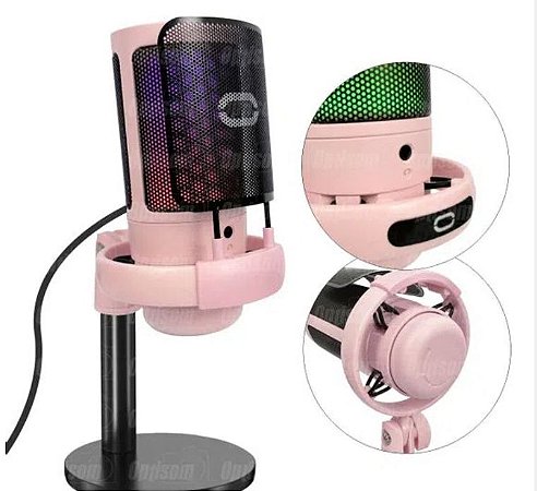 MICROFONE RGB CONDENSADOR USB GAMER LIVES MT-1060R TOMATE