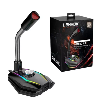 Microfone Gamer De Mesa Rgb Led Usb Lehmox - Gt-gk3