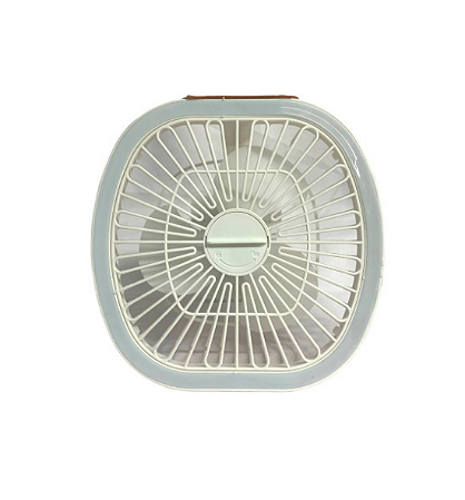 VENTILADOR RECARREGÁVEL MULTIFUNCIONAL COM LUMINÁRIA DE LED E SUPORTE GANCHO FH-8228