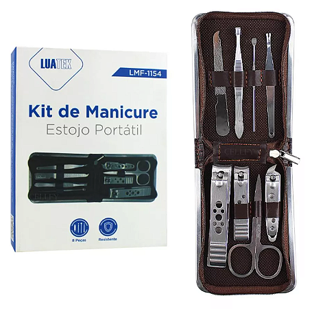 Kit Manicure Pinça Tesoura Cortador De Unha Estojo Portátil