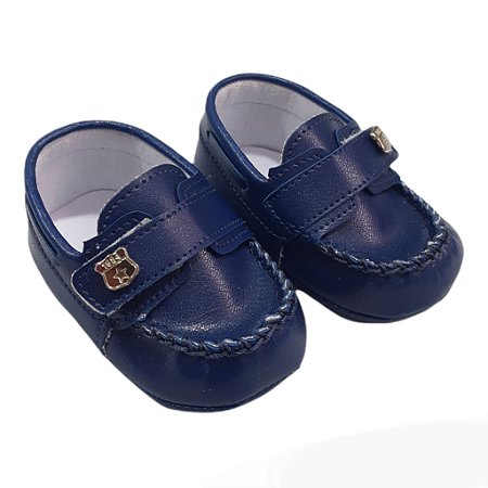 Mocassim Bebê Cinza Marinho Fivela - Ropek Moda Bebê