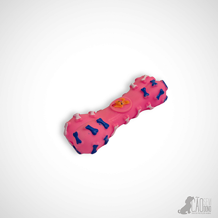Brinquedo Mordedor Osso Rosa com Apito