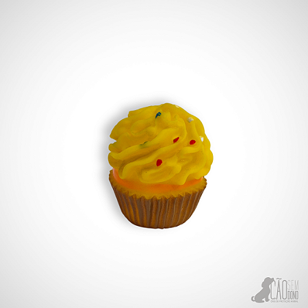 Brinquedo Mordedor Cupcake com Apito Amarelo