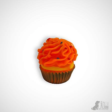 Brinquedo Mordedor Cupcake com Apito Laranja