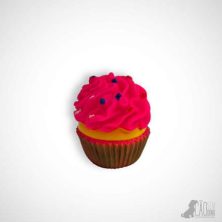 Brinquedo Mordedor Cupcake com Apito Rosa