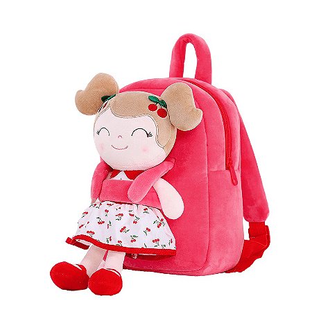 Mochila infantil Gloveleya by Metoo com Boneca Cerejinha Vermelha removível