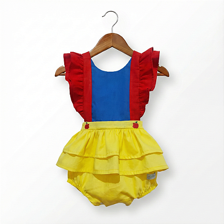 Romper Fantasia Branca de Neve para Bebê