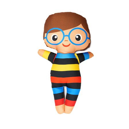 Boneco de Pano Inclusivo de Óculos Listras - M