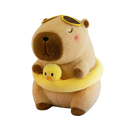 Pelúcia Capivara com Boia Pato em Plush Antialérgico - 23cm