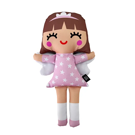 Boneca de Pano Fada do Dente Estrelas Rosa - G