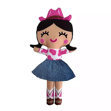 Boneca de Pano Vaqueira Rosa - G