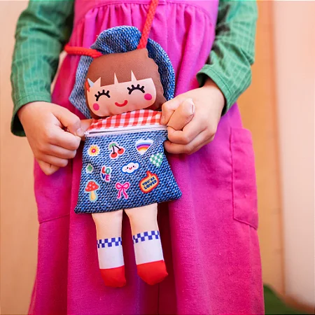 Bolsinha Infantil Boneca Patches Jeans