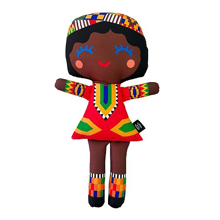 Boneca de Pano Inclusiva Nia Africana - G