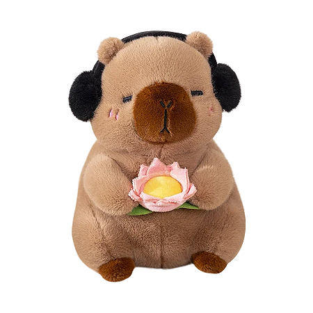 Pelúcia Capivara em Plush Antialérgico Flor de Lótus Marrom - 25cm