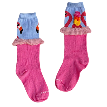 Meia Cantarola 3/4 Flamingo Rosa