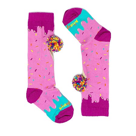 Meia KidSplash! 3/4 Sorvete Pom Pom 3D