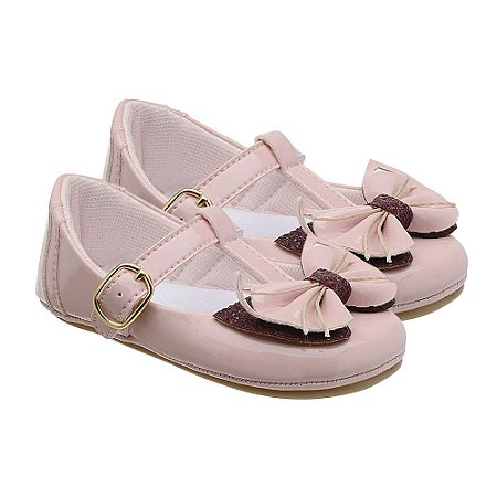 Sapatilha Boneca Infantil Little Cute Rose com Laço de Gatinho