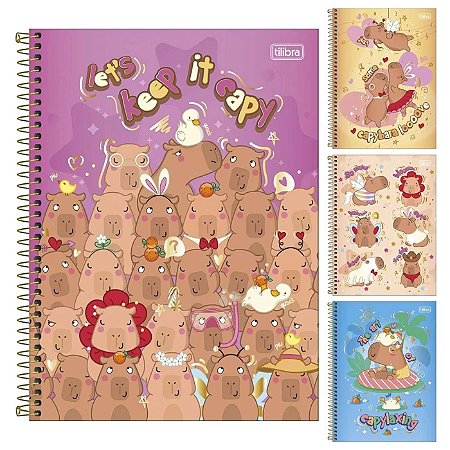 Caderno capa dura 10x1 160 folhas Capivara Club Tilibra