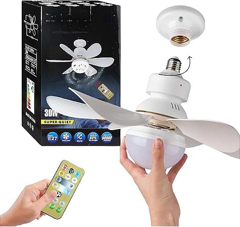 Ventilador de teto Com Luz para pequenos espaços (6 Hélices) ajustável Rotação e Temperatura