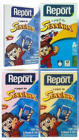 Papel sulfite A4 75gm com 100 folhas Report Coloridos