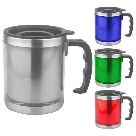 Caneca de inox 400ml térmica com tampa sortidas