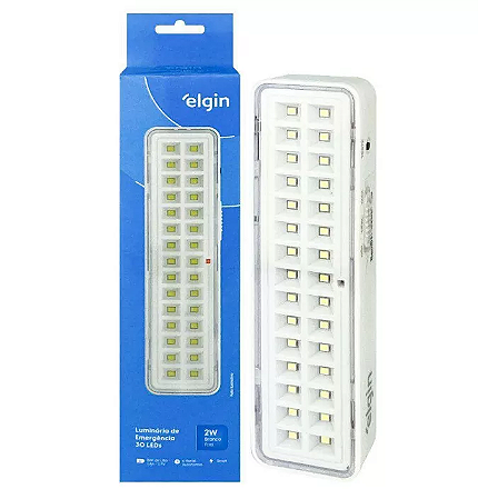 Luminária de emergência 16cm led bivolt 30 leds Elgin