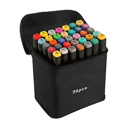 Kit Caneta Marcador Dupla Ponta 36 Cores – Ideal para Desenho Infantil e Escolar